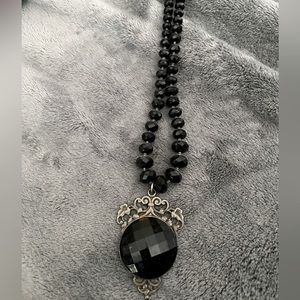 RockLove black cameo beaded necklace. Retired design. OG design.